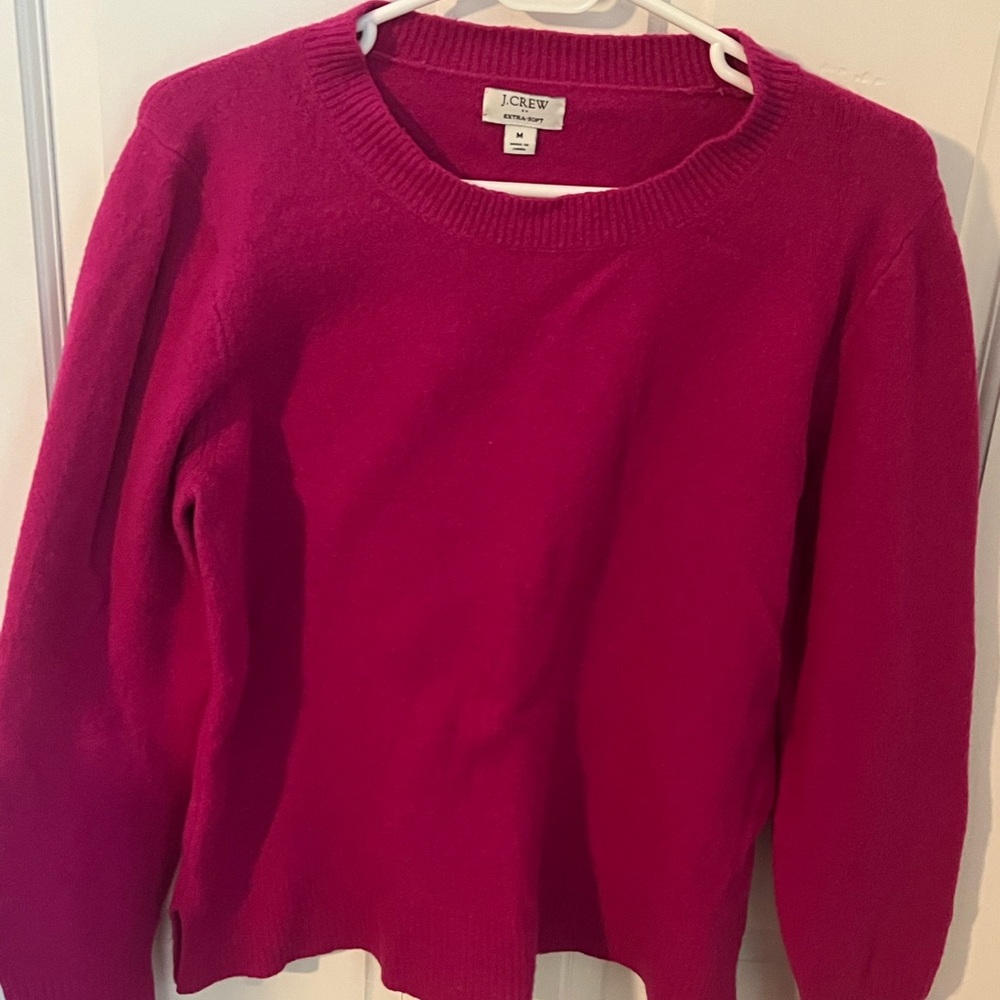 J. Crew Factory Women's Hot Pink Crew Neck Sweater
